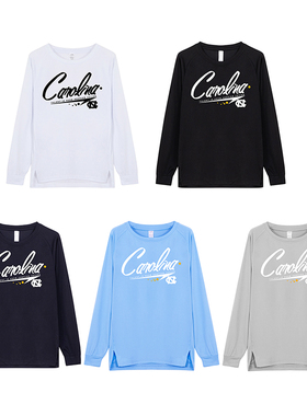 ncaa美式投篮训练服篮球长袖男速干运动t恤健身热身北卡大学球衣T