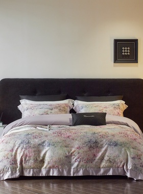 LOOPS LOVE奥地利兰精天丝棉140支磨毛四件套高端感印花紫色套件4