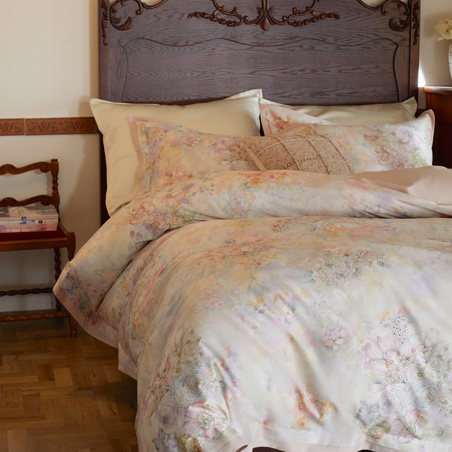 LOOPS LOVE新品120S长绒棉数码印花四件套碎花田园风高档床品套件