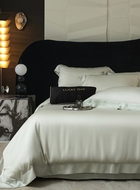 2025春夏轻奢主卧室高级感天丝四件套高端丝滑裸睡绿色纯床上用品