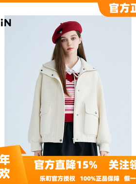 【商场同款】乐町2025秋季新款白色软糯宽松立领外套C1BBF1211