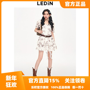 新款 乐町2025秋季 废土风印花连衣裙C2FAE2534 商场同款