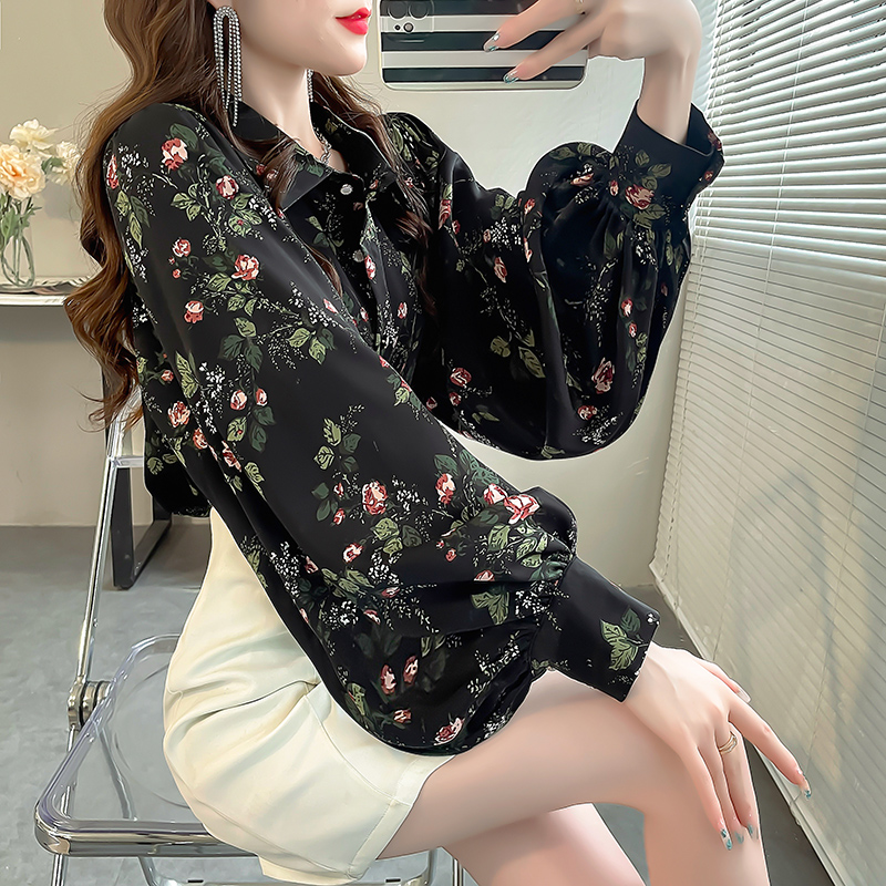 长袖设计感灯笼袖上衣法式宽松