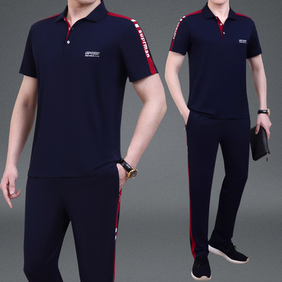 2025夏季中老年运动套装男纯棉T