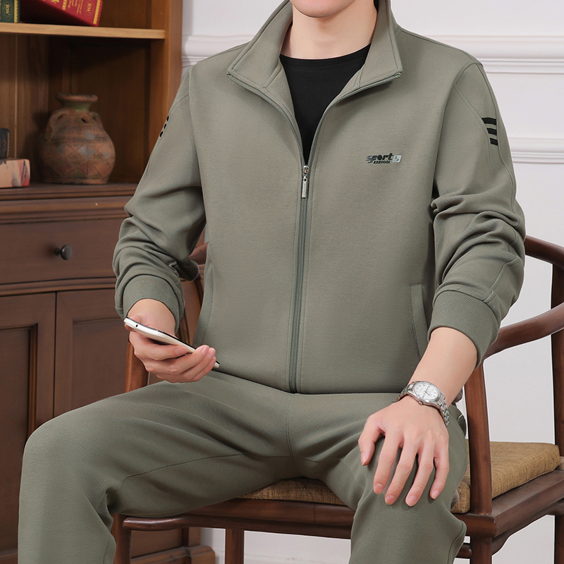 品牌中老年运动套装男2025春秋季新款爸爸装高端休闲运动服三件套