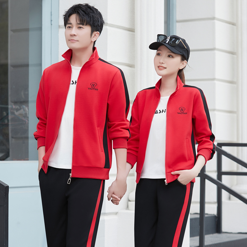 运动套装男女团队情侣款春秋季2025新款女士时尚休闲跑步服三件套