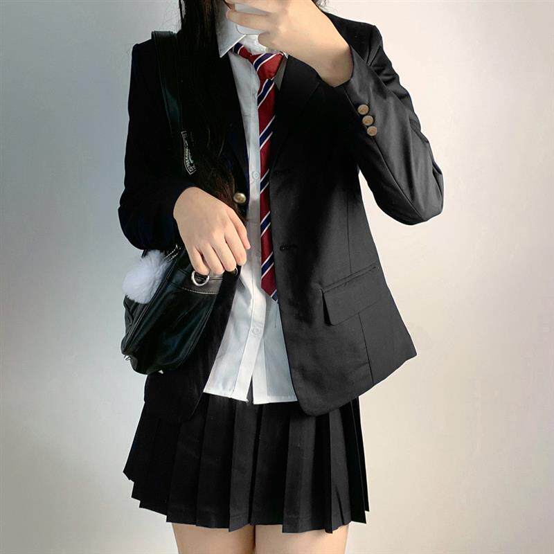 jk制服日系学院风黑色西装外套女池の太黑色西服学生休闲套装