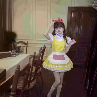 小鸡黄日系可爱女仆装金色铃铛女佣服cos动漫装猫咪女装舞台扮演