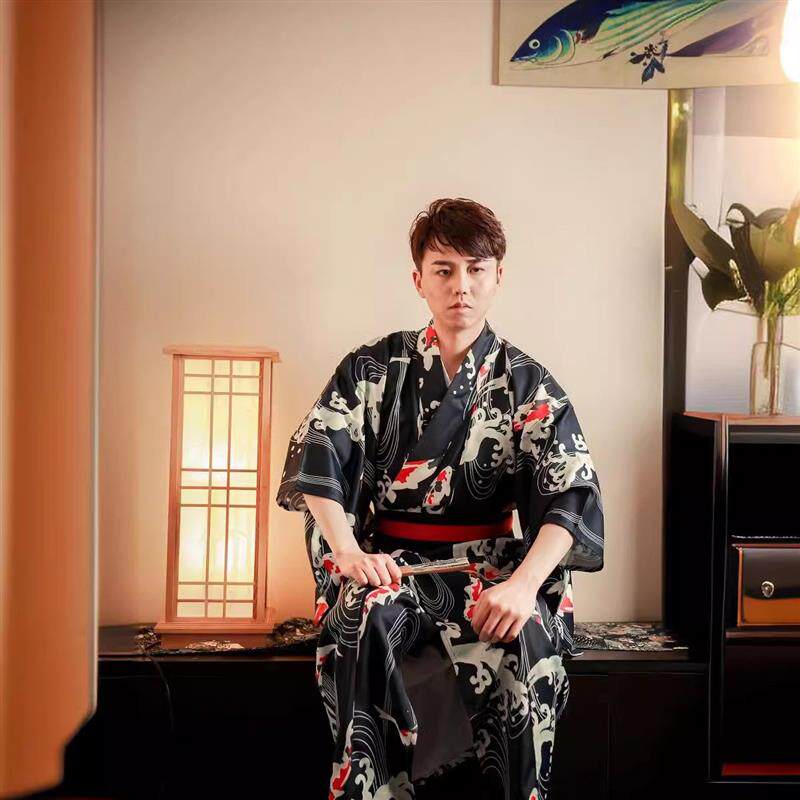 和服男正装花美男金鱼海浪夏日祭浴衣传统和服套装武士和服