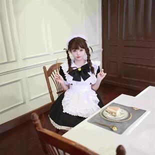 日系二次元可爱洛丽塔兔女郎cosplay黑白女佣女仆装lolita连衣裙