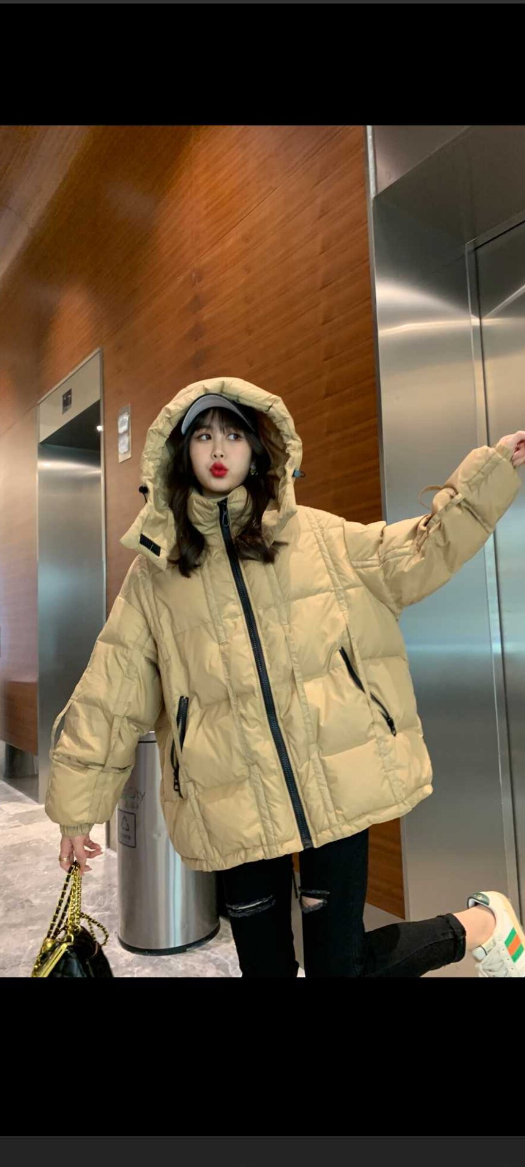 休闲风加厚立领保暖短款羽绒服2025新款冬季韩版宽松女装外套