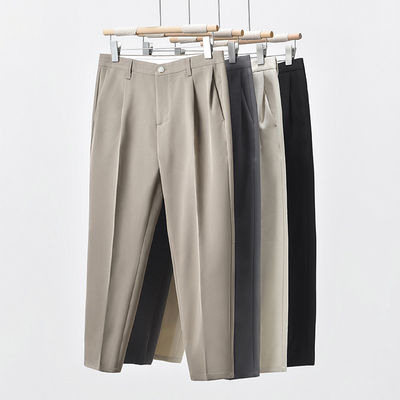 极简轻熟休闲九分裤西裤抗皱韩版垂感男士通勤西装裤锥形显瘦长裤
