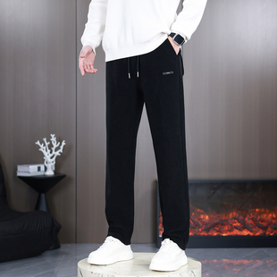 法兰绒休闲裤 海藻绒运动裤 百搭直筒男裤 宽松商务长裤 大码 秋冬新款