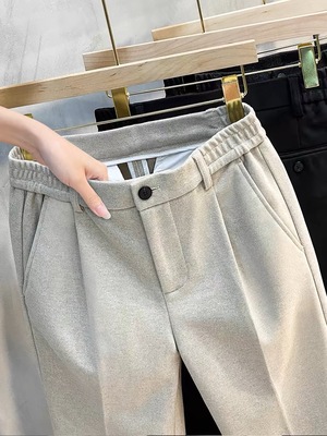 毛呢裤子男士秋冬直筒长裤