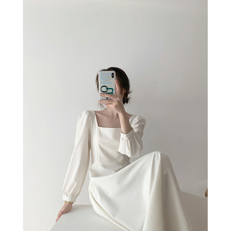 新款小众风简约高级长袖连衣裙