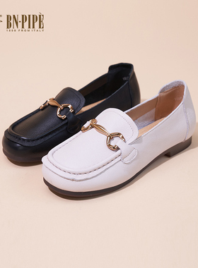 百年烟斗通勤气质乐福鞋女平底舒适软面豆豆鞋一脚蹬YY6733A298