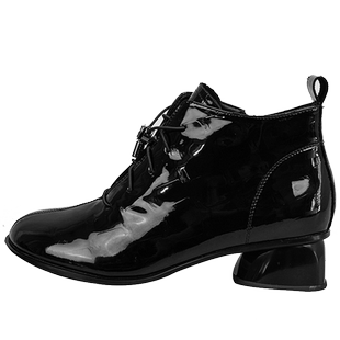 百年烟斗妈妈靴子粗跟中跟漆皮女鞋显瘦欧货红色短靴女小众鞋子女