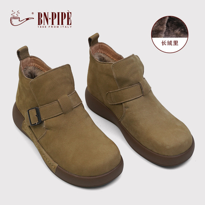 百年烟斗真皮加绒加厚勃肯鞋女鞋