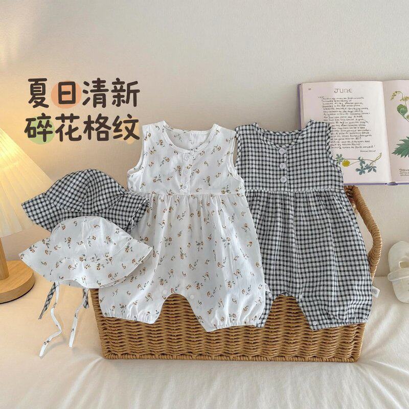 女宝宝夏季薄款碎花包屁衣爬服婴