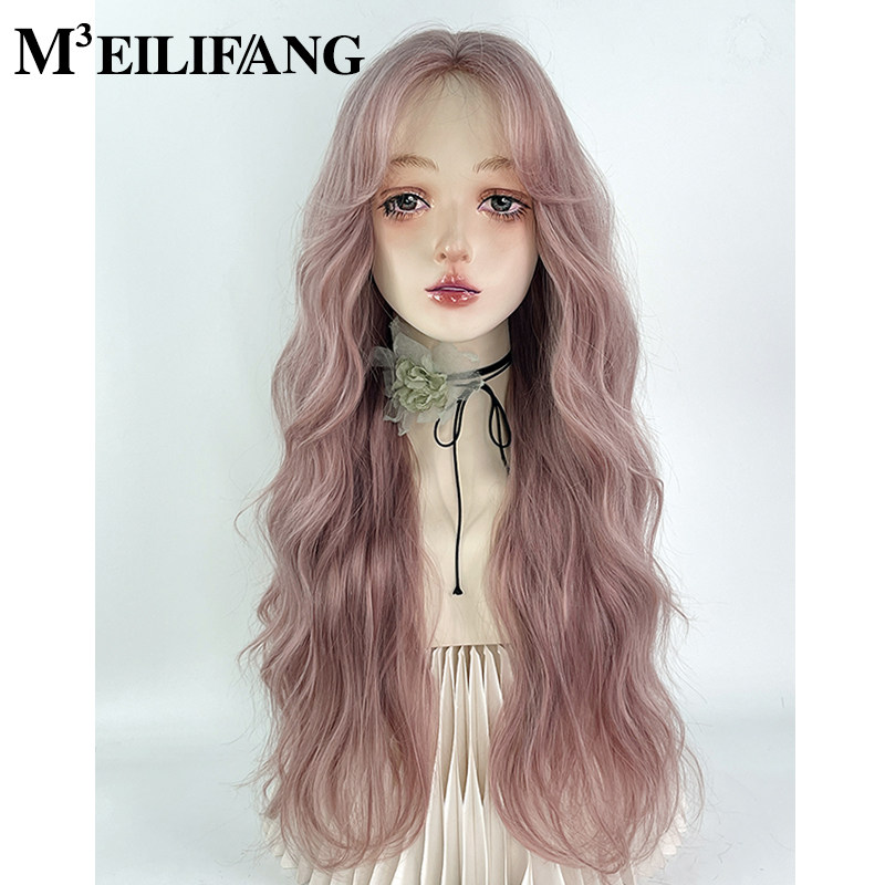 薄藤粉紫色蕾丝假发羊毛卷手勾长卷发大波浪水波纹全头套女lolita,美发护发/假发,日常整顶假发,淘宝优惠券,粉丝福利购,淘宝优惠卷