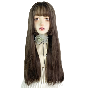 公主切假发全头套女长直发水母头日系lolita软妹日常齐刘海姬发式