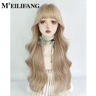 白金色长卷发假发女全头套金发浅色lolita大波浪y2k女团洛丽塔cos