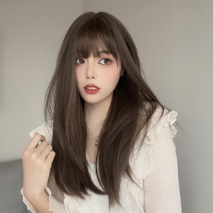 假发女长直发层次感碎发lolita洛丽塔jk日常时尚 网红整顶全头套式