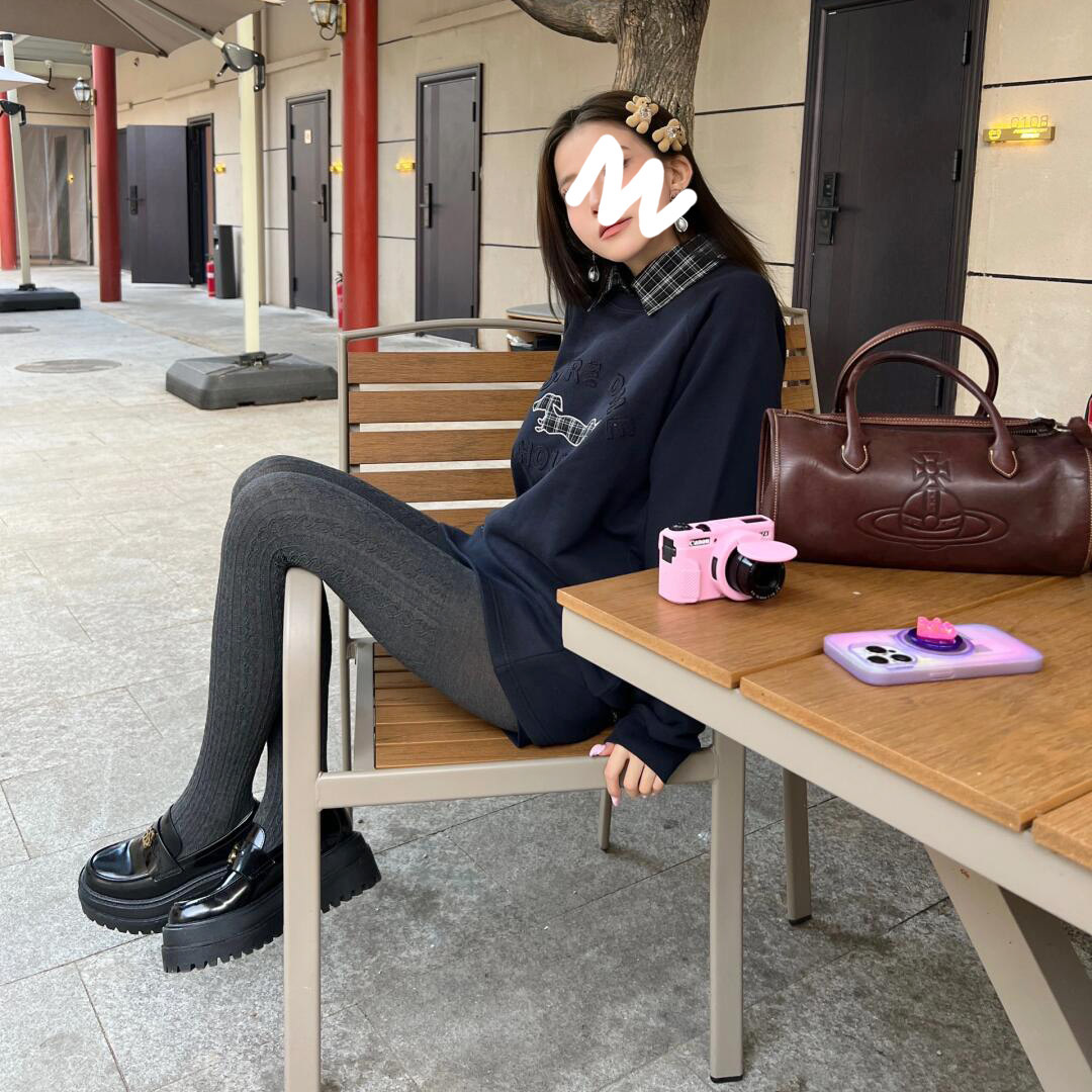 秋冬加厚麻花纹连裤袜日系打底袜