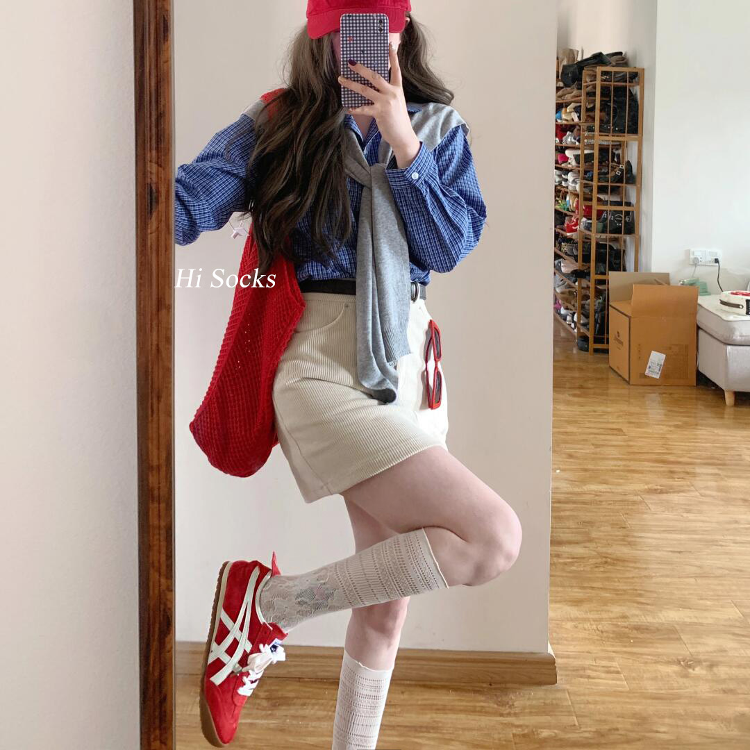 木耳边夏季薄款蕾丝白色堆堆袜