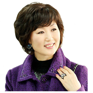 真发假发套女短发妈妈中老年假发短卷发中年女士化疗假发真人发丝