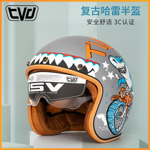 TVD摩托车复古头盔哈雷机车踏板