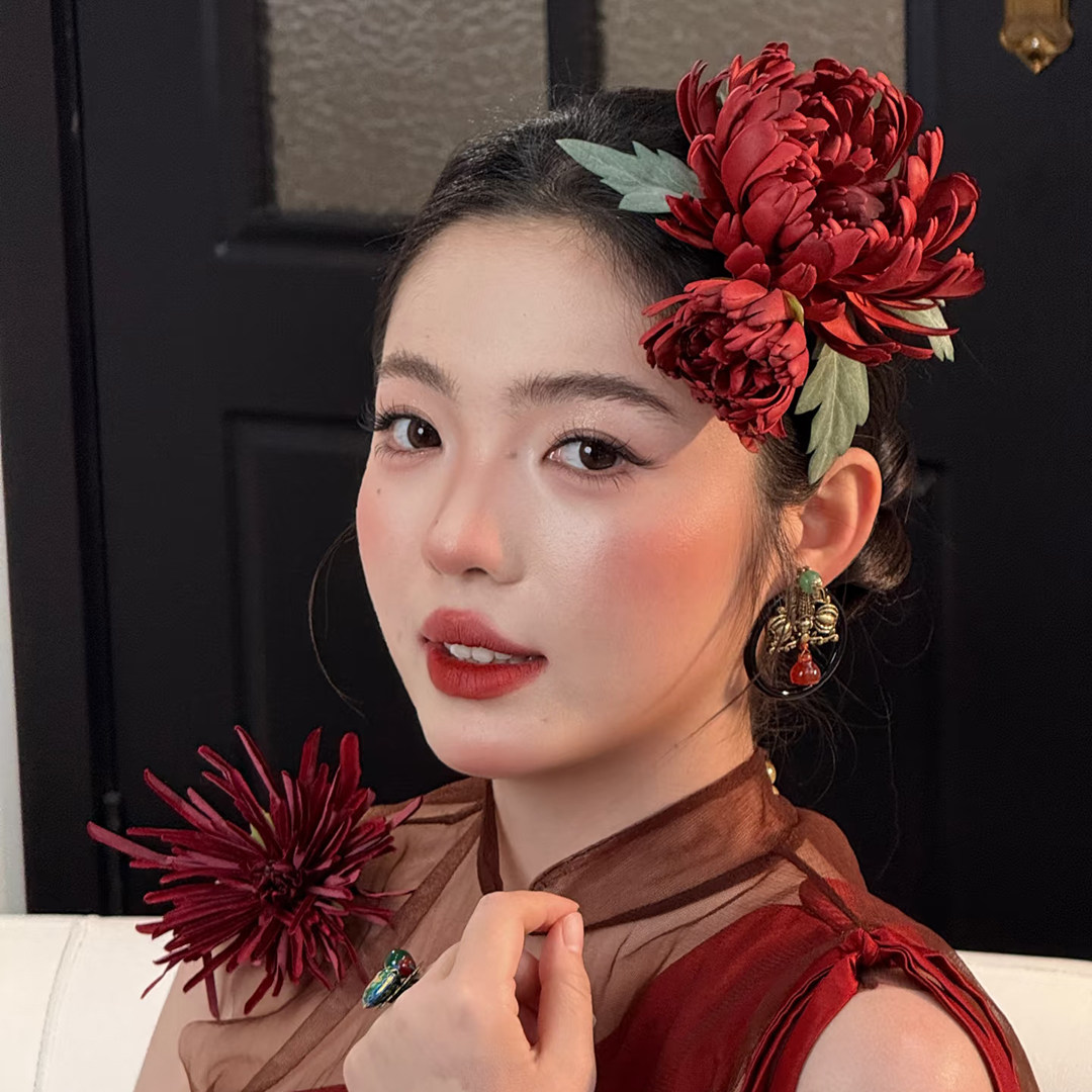 新中式优雅复古红色花朵头饰古风仿真花侧边发饰旗袍盘发造型婚饰,饰品/流行首饰/时尚饰品新,发饰,淘宝优惠券,粉丝福利购,淘宝优惠卷