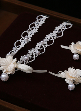 法式复古花朵蝴蝶结蕾丝颈链