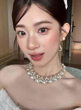 复古简约多层珍珠锁骨链