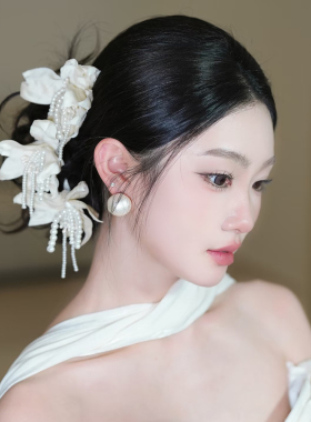 优雅手工缎面花朵头花气质新娘