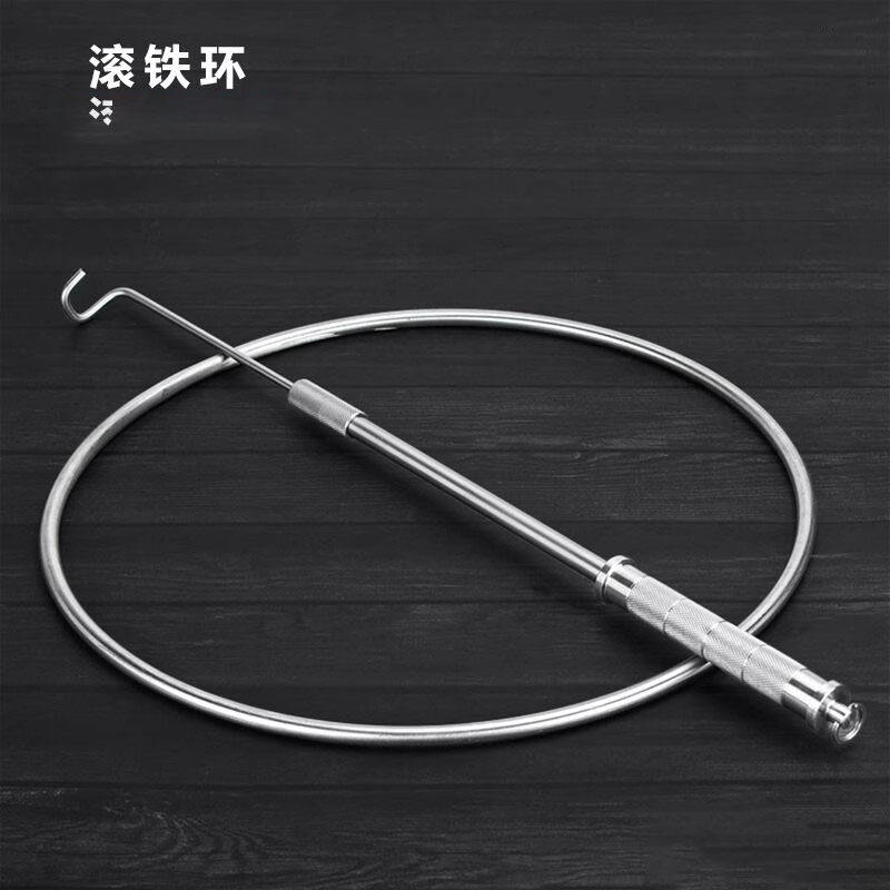 滚铁环实心加粗扁怀旧80后玩具儿童小学生圆环成人滚铁圈手推铁环