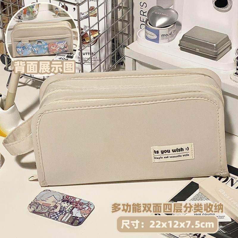 透明笔袋送吧唧社恐隐藏痛包纯色系大容量夹痛层可放小卡谷子小