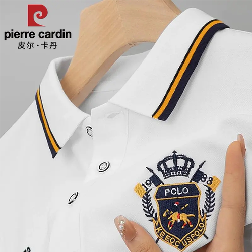 皮尔卡丹夏季男士刺绣短袖POLO