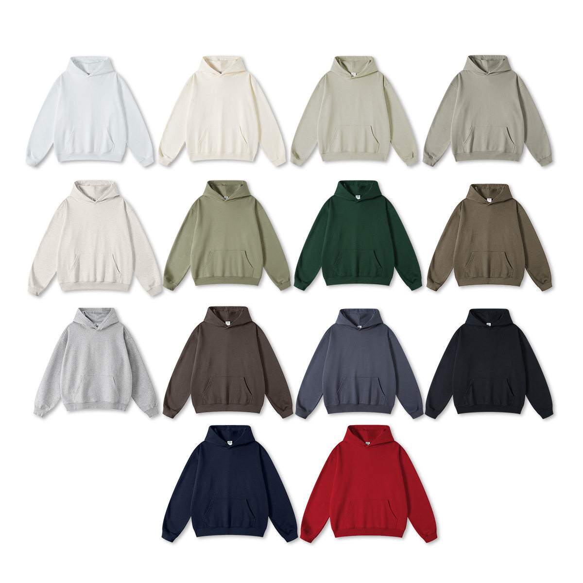 2026春秋季445g重磅毛圈卫衣美式潮牌纯色套头卫衣连帽衫套装男女