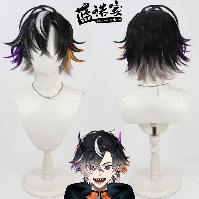 【蓝诺家】虚拟vtuber播主 鬼ヶ谷テンcos假发 仿真头皮 多色挑染