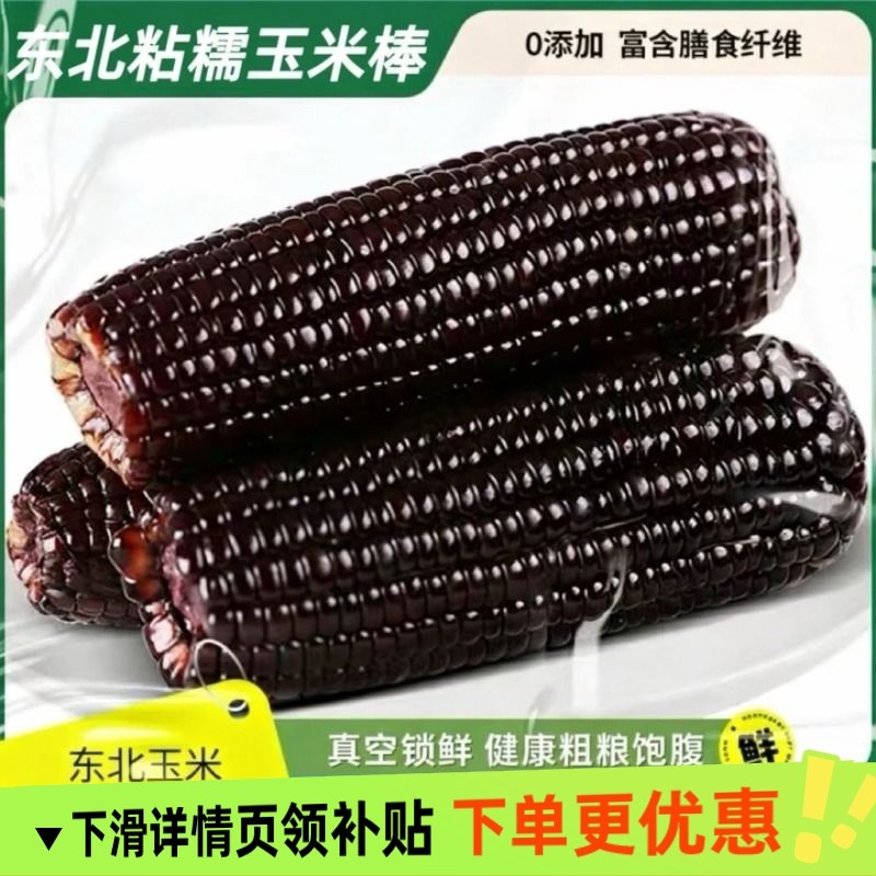 东北玉米新鲜现摘黏甜黑糯玉米软糯真空锁鲜农家自种粗粮代餐早餐