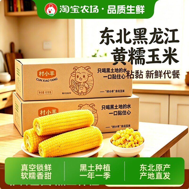正宗东北黄糯玉米粗粮黄糯玉米棒非转基因真空香甜黏新鲜软糯生鲜