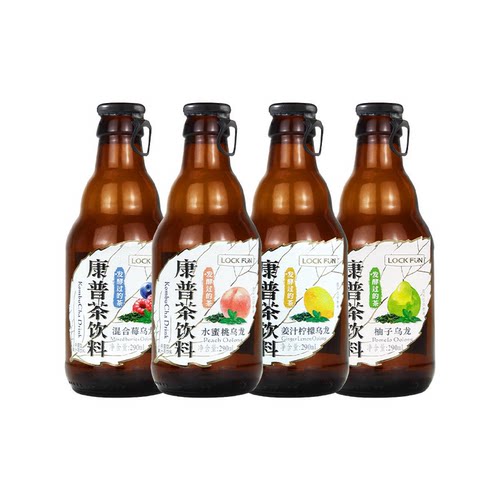 康普茶乐可芬发酵乌龙茶饮料290ml*4瓶柚子玻璃瓶多规格