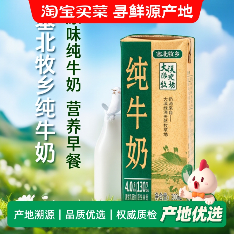 宁夏塞北牧乡4.0蛋白纯牛奶大漠绿洲送礼200mlx10盒