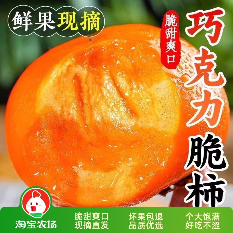正宗巧克力脆柿子新鲜水果冰糖心甜脆大果整箱包邮脆甜柿子现摘