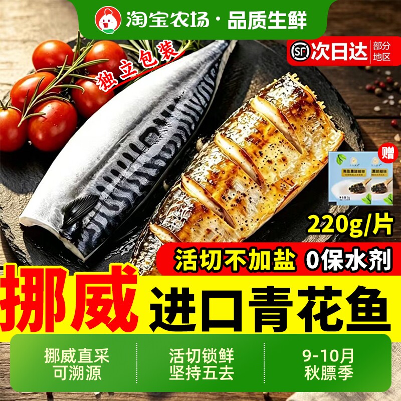 挪威青花鱼鲭鱼新鲜冷冻进口深海日式无骨烤青占鱼半成品商用旗舰