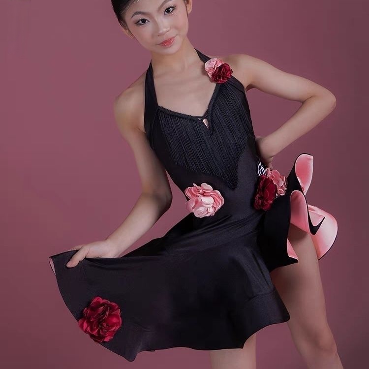 Dancebaby拉丁舞服装练功服2024新款比赛专用花服连衣裙DAS762