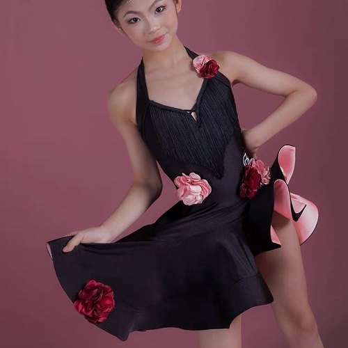 Dancebaby拉丁舞服装练功服2024新款比赛专用花服连衣裙DAS762