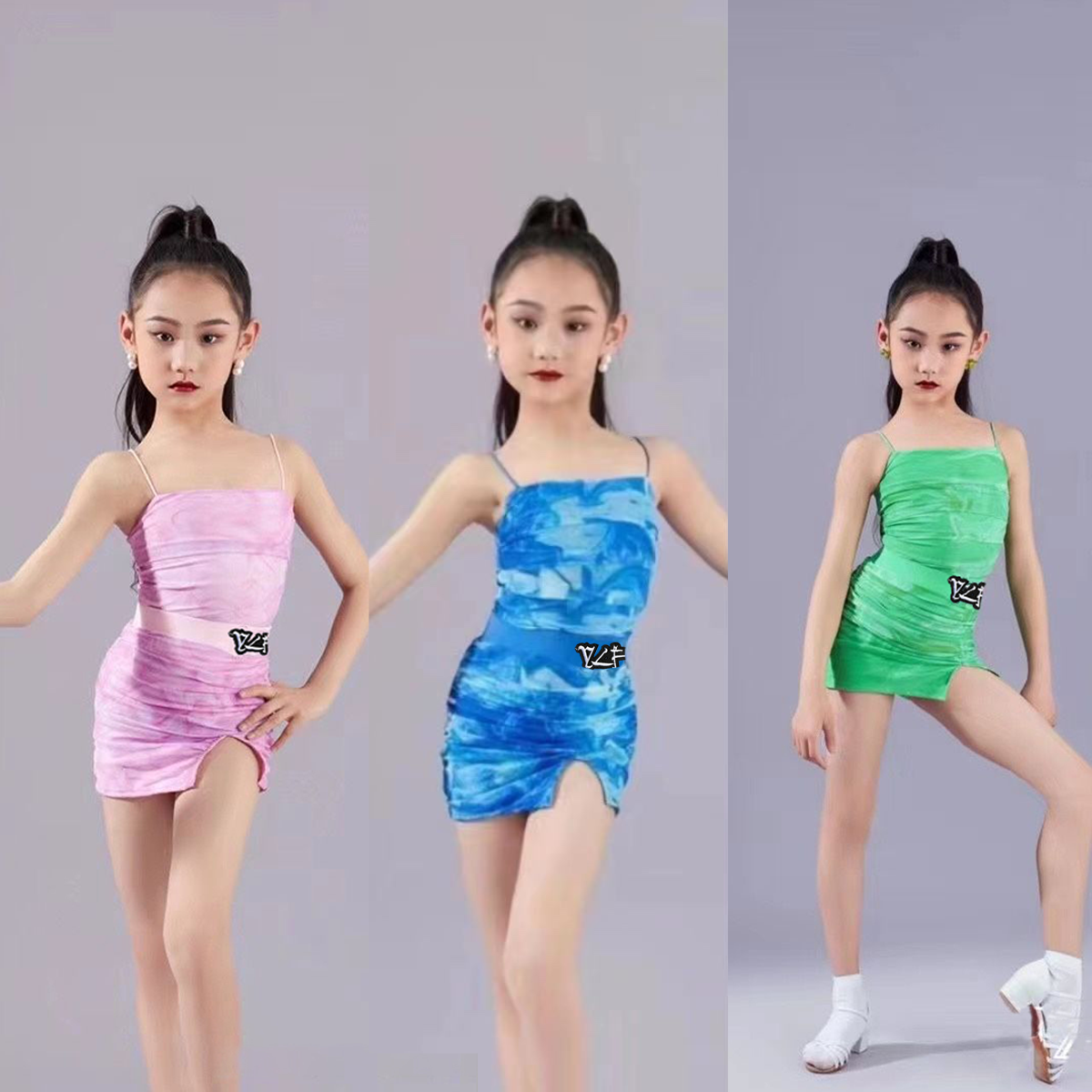 清凉糖果色吊带分体套装FZS拉丁舞服班服显瘦夏季儿童气质练功服