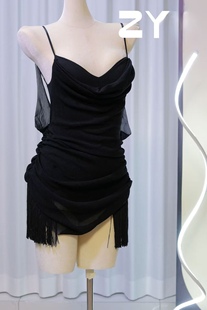 小小ZY【可露】赛服花大露背连衣裙拉丁舞服女童高级感带底裤2451